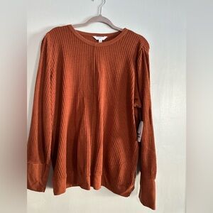 Time and Tru rust colored thermal long sleeve blouse BNWT